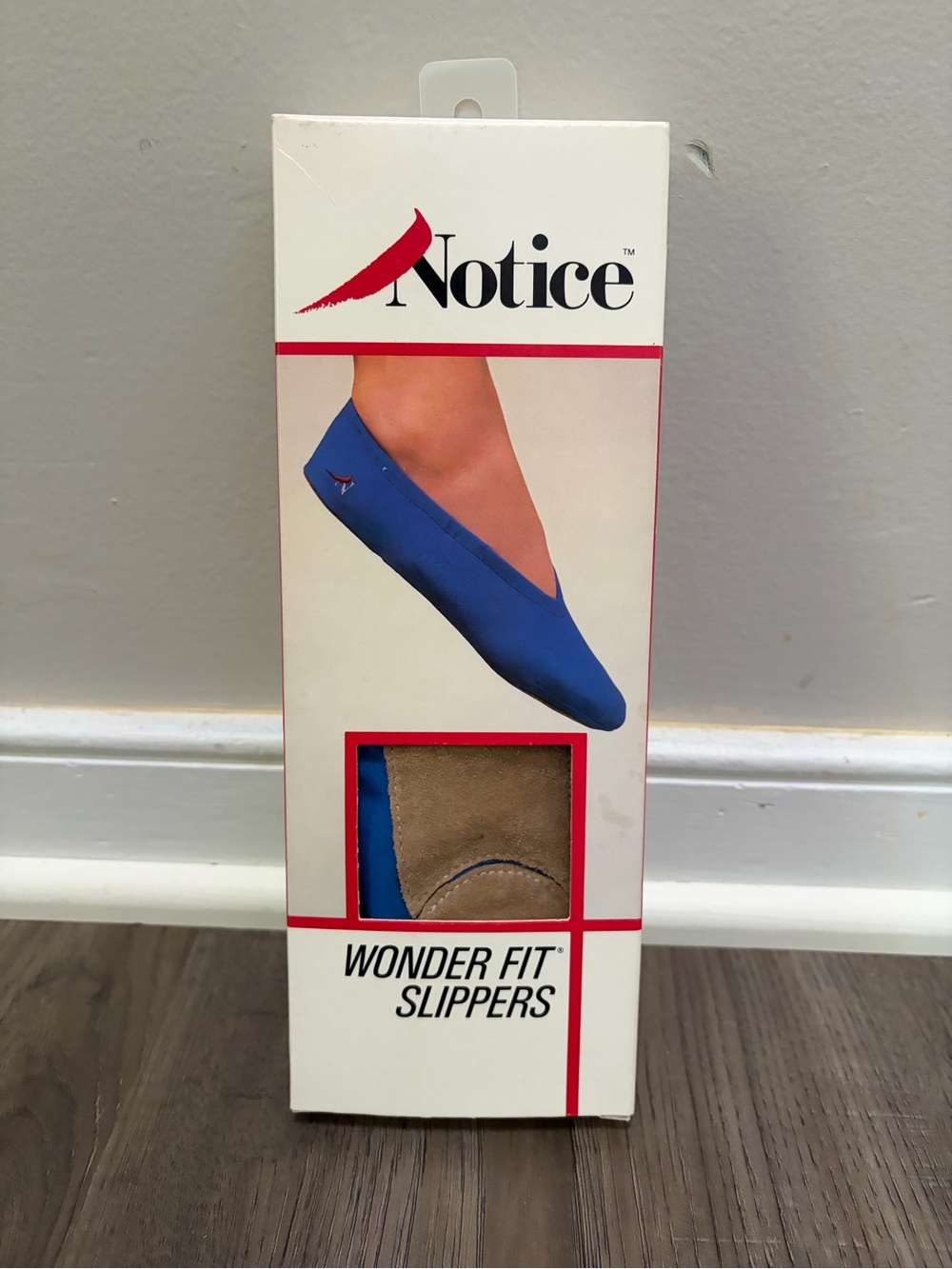 Vintage Notice Satin Blue Stretch Slippers with Leather Soles Women's Size L